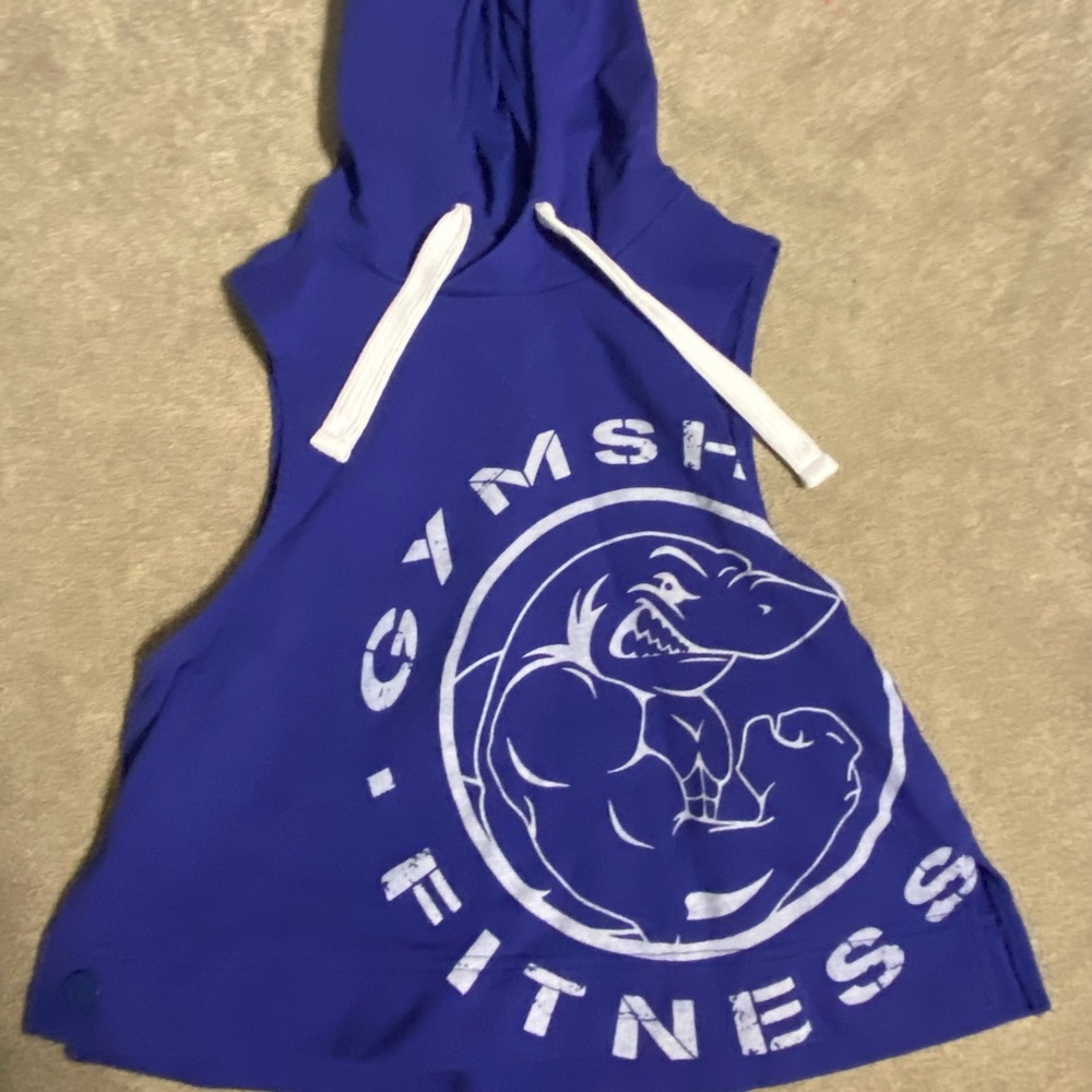 Blue gymshark sleeveless hoodie